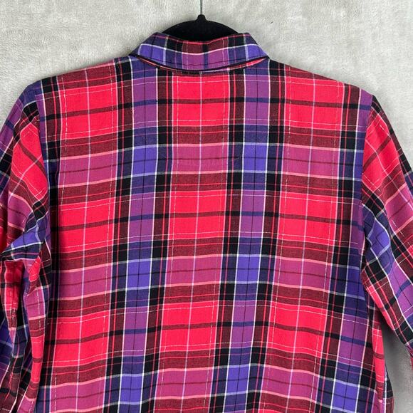 Victorias Secret Pajama Set Women Small Red Metallic Plaid Flannel Pants Holiday - Picture 6 of 16